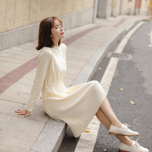 针织连衣裙春秋季 过膝毛衣秋冬裙女 中长款 2019年新款 初秋装 女长袖