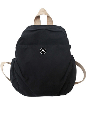 Mrakeai Kyyds MK黑色帆布双肩包男女同款百搭轻便大容量休闲背包