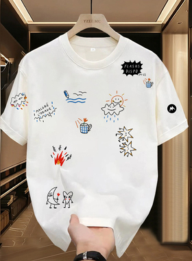 Mrakeai Kyyds MK卡通图案T恤修身型套头男女通用短袖圆领通勤风