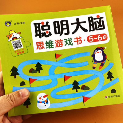 【5-6岁】聪明大脑思维游戏书5-6岁幼儿趣味数学观察力迷宫连连看空间推理图画书儿童智力开发左右脑找不同专注力启蒙早教益智书籍