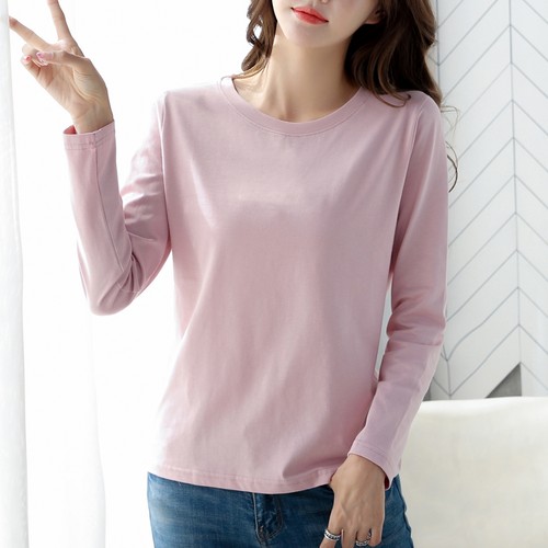 100%纯棉长袖t恤女宽松2025新款春秋打底衫内搭全棉秋衣外穿上衣