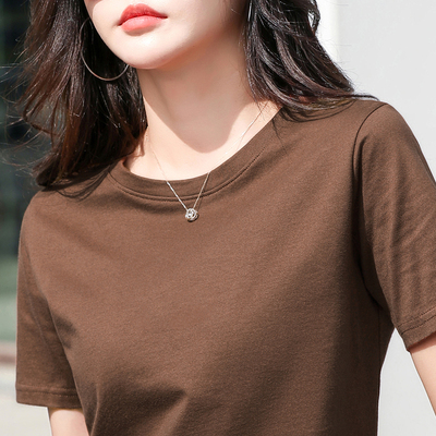 2026年夏季新款短袖t恤女装韩版纯棉宽松大码黑色上衣半袖体恤T