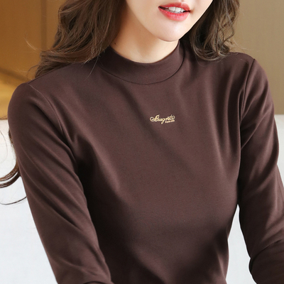 半高领打底衫女长袖春秋冬黑色