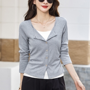 假两件打底衫长袖t恤女可外穿春秋设计感洋气小衫修身短款上衣