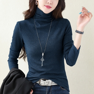 亮丝高领针织衫女秋冬可外穿打底衫女内搭长袖春秋修身百搭上衣