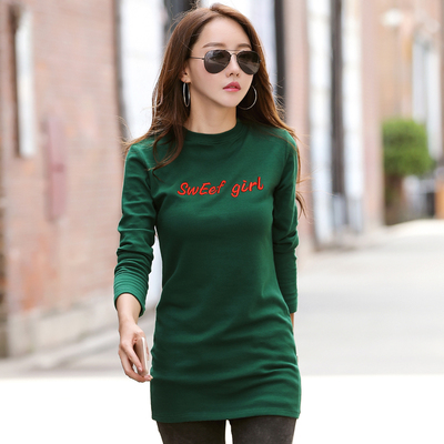 打底衫女长袖中长款百搭加绒加厚