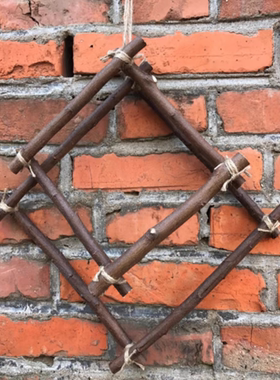 天然树枝挂饰四边花环幼儿园自然角手工创作树枝道具DIY墙挂摆设