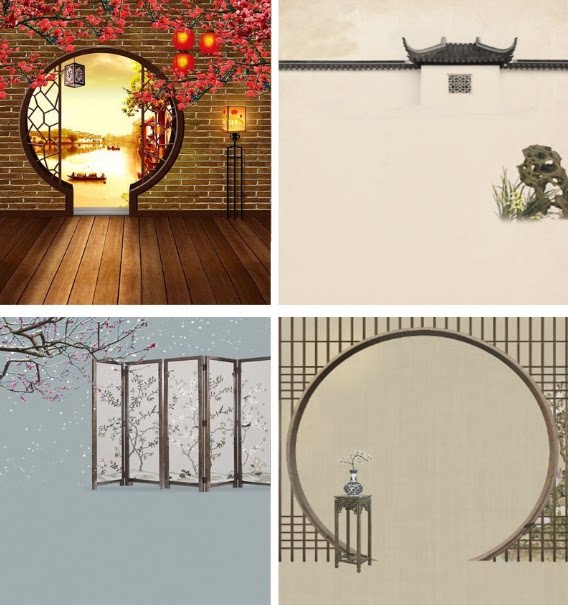 古装背景摄影背景全家福背景直播背景主播背景3D立体背景古筝直播背