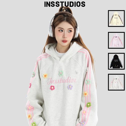 INSstudios手缝立体花卉卫衣