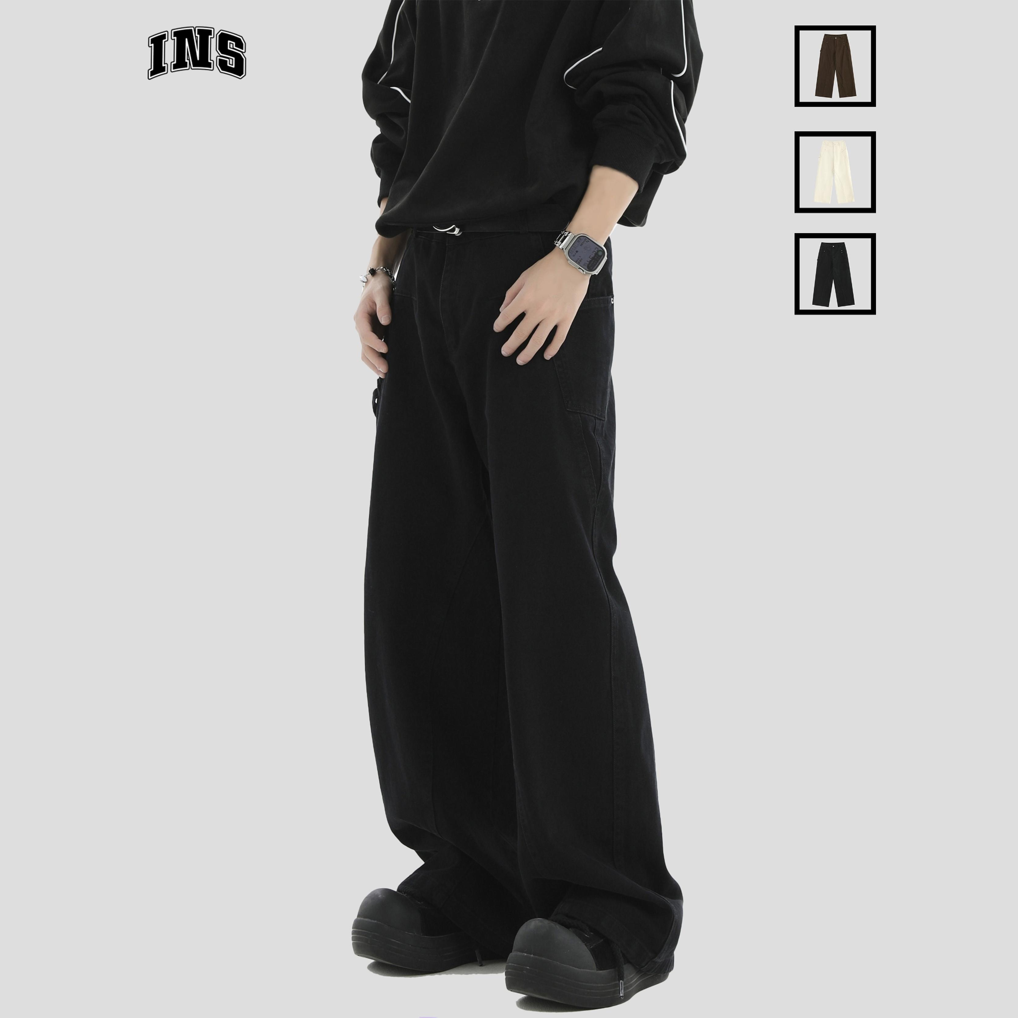 INSstudios复古水洗黑色工装裤