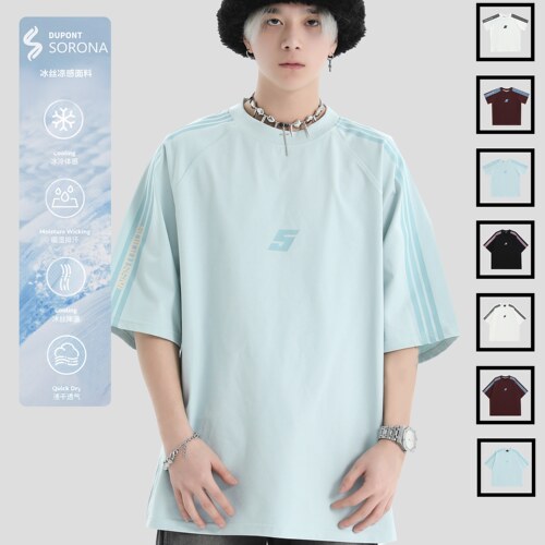 INSstudios凉感拼接小logo短袖