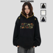 上衣 「贝壳刺绣LOGO连帽卫衣」宽松加绒帽衫 INSstudios 国潮美式