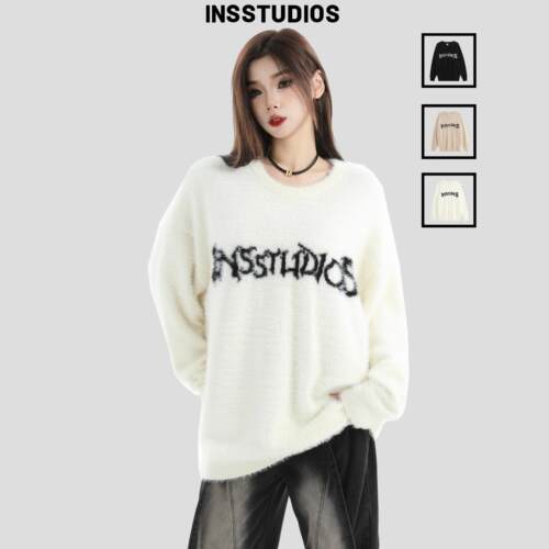 INSstudios马海毛提花LOGO毛衣