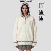 连帽针织衫 INSstudios 国潮情侣复古「马年提花费尔岛毛衣」春季