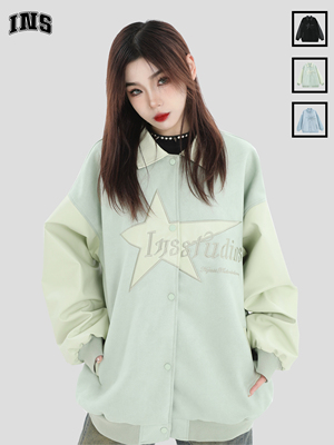 INSstudios星星LOGO麂皮绒棒球服