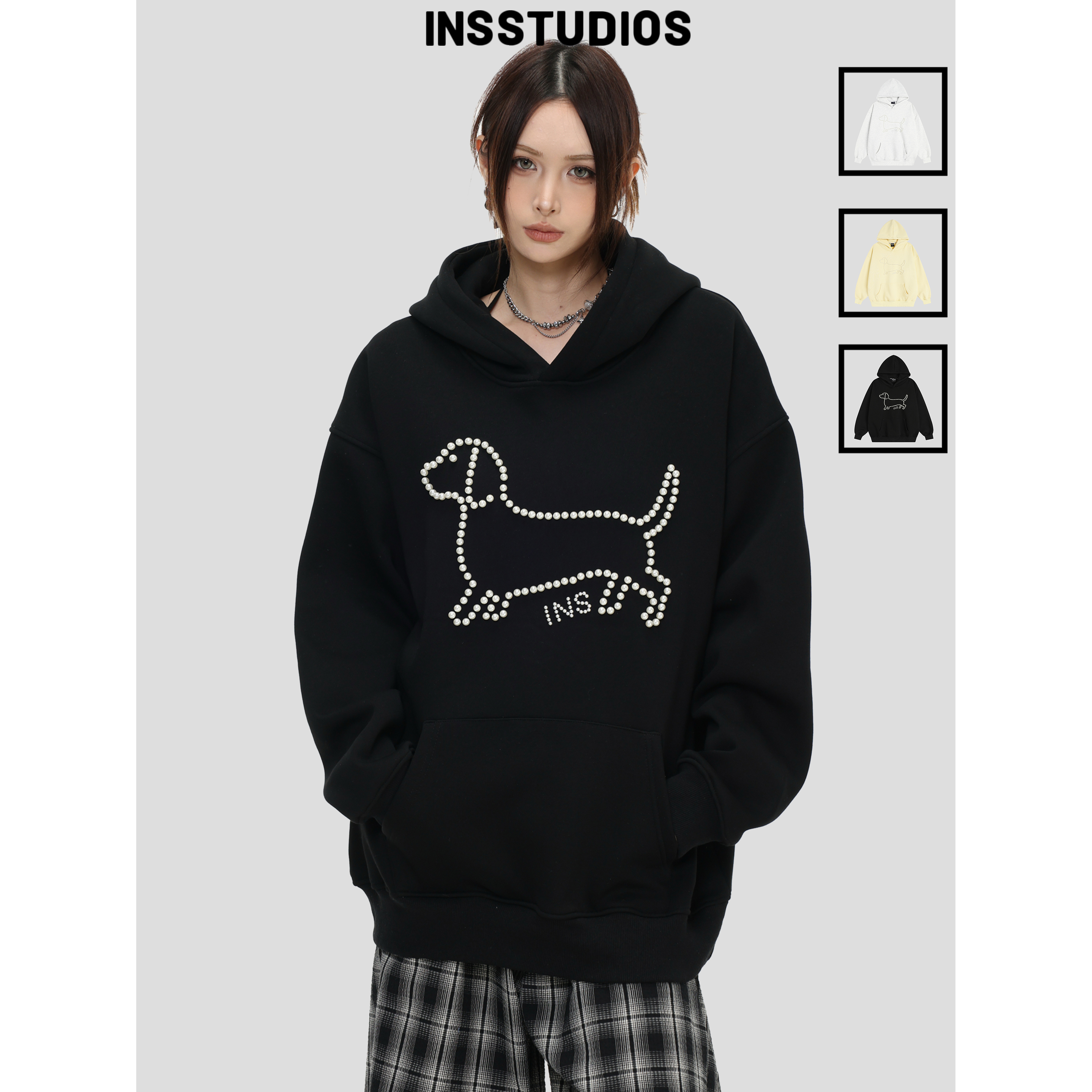 INSstudios珍珠腊肠狗连帽卫衣