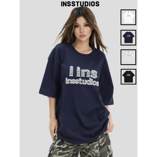 INSstudios小香风珍珠LOGO短袖