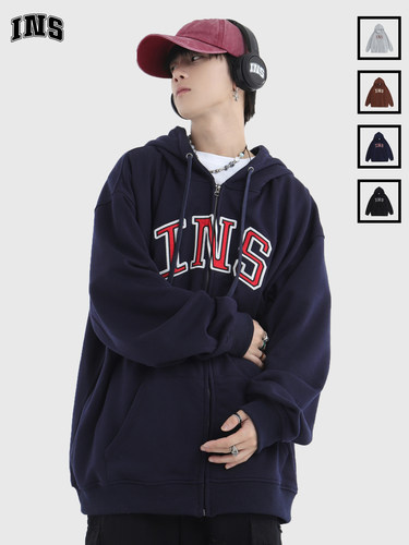 INSstudios贴布绣LOGO开衫卫衣