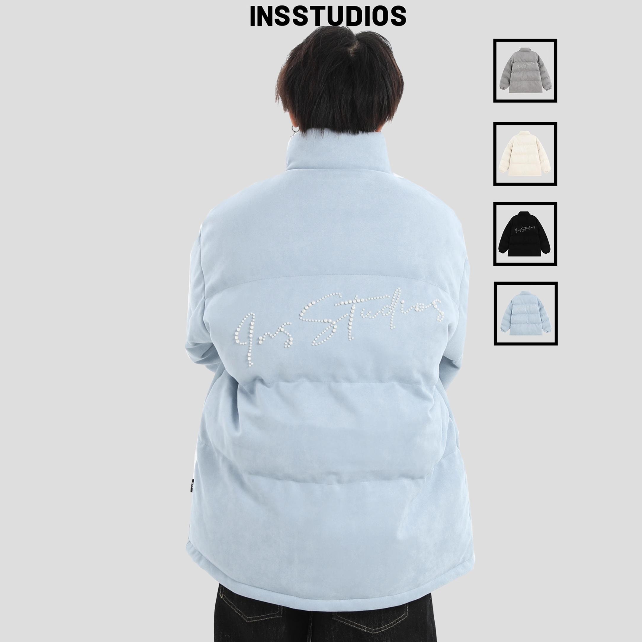 INSstudios珍珠LOGO麂皮棉服
