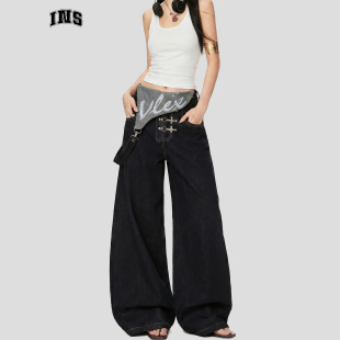 宽松三穿牛仔裤 春季 国潮复古可拆卸单肩飞机扣背带裤 INSstudios