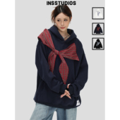 INSstudios 国潮牌情侣「蝴蝶结绑带连帽卫衣」宽松休闲加绒帽衫