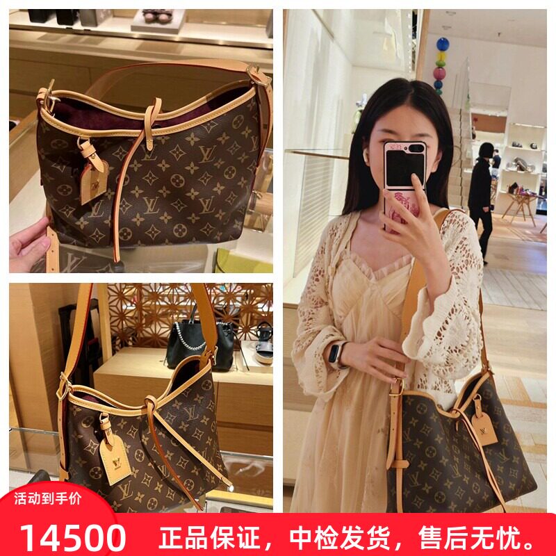 LV/女包新款Carryall小号托特包子母购物袋老花单肩斜挎包