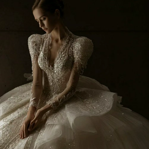 [Богиня Аглаа] 2023 Новый двор тяжелый главный рукав невеста женат свадебное платье Big Drag