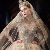 奢华高定重工风婚纱新娘结婚主纱大拖尾 2025新款 耀世女王