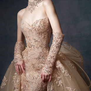 【天使之翼】2026新款婚纱礼服结婚嫁衣金色鱼尾修身拖尾可拆卸女