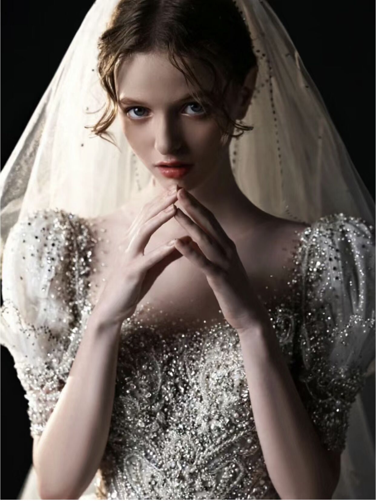 【皇家公主】新款短袖宫廷泡泡袖新娘婚纱结婚嫁衣大拖尾仙气礼服