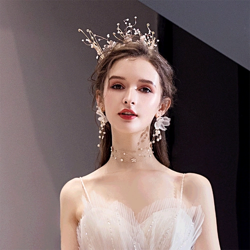 媛菲莎妮 Аксессуар для волос для невесты, серьги, корейский комплект, 2020, популярно в интернете, свадебный аксессуар