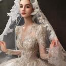 宫廷长袖 重工长袖 2025新款 婚纱新娘结婚主纱大拖尾 许愿池公主