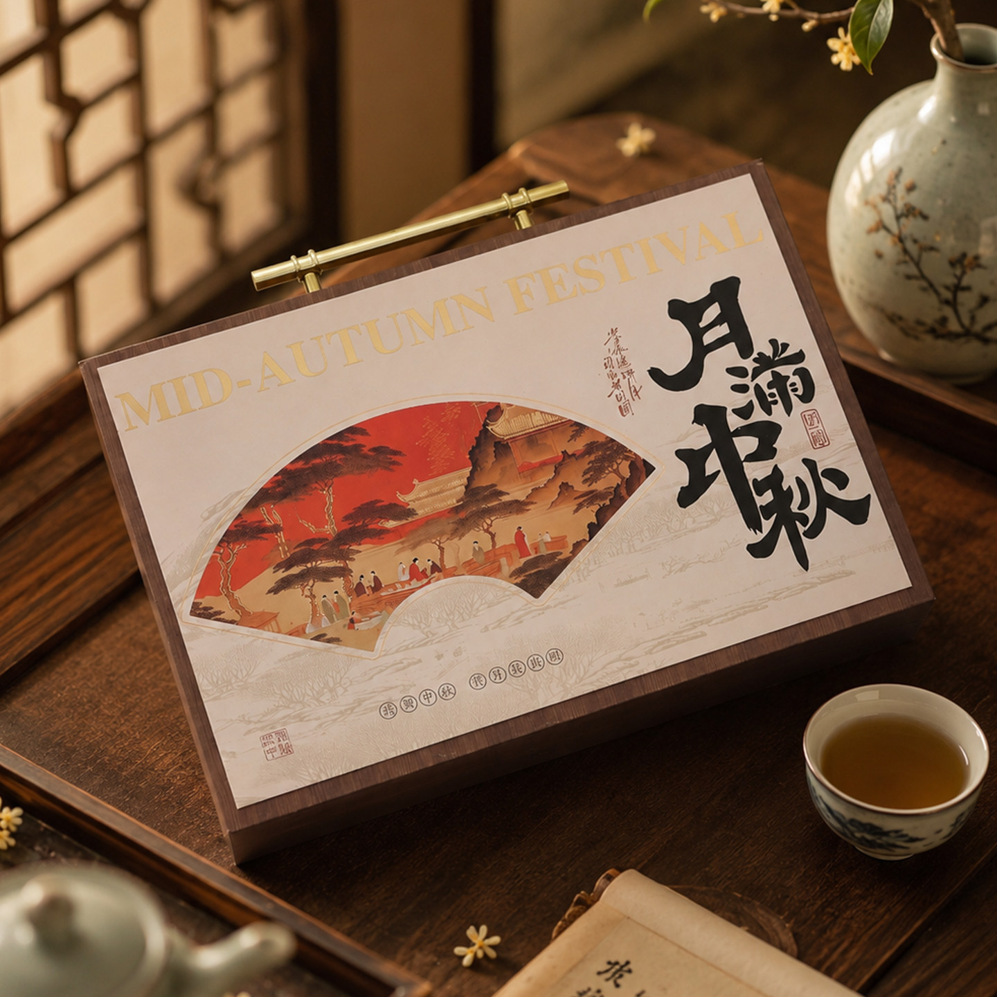 中秋月饼礼盒空盒中式流苏手提