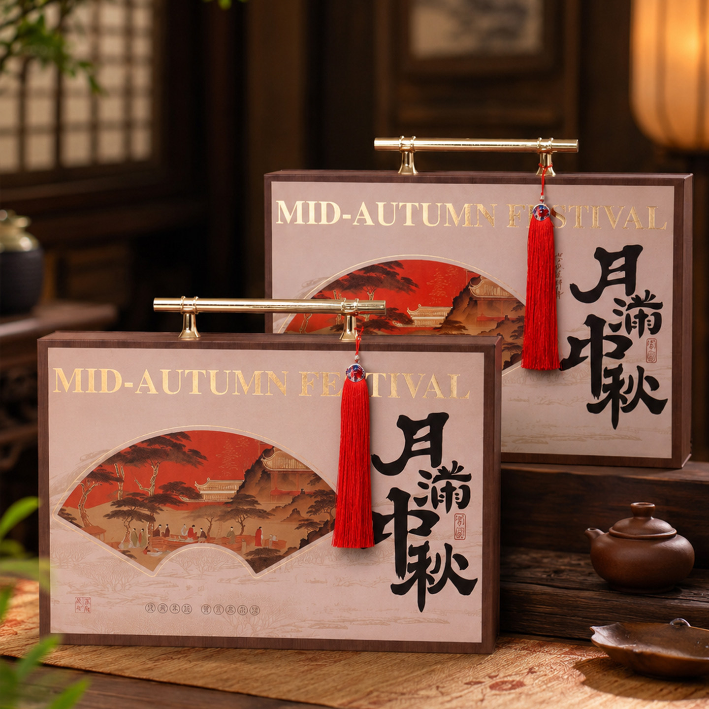 中秋中式手提月饼礼盒空盒