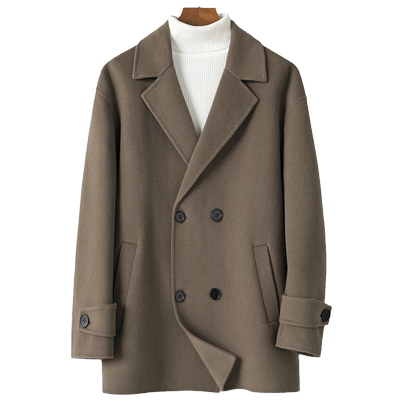 秋冬短款全羊毛男士双面呢大衣
