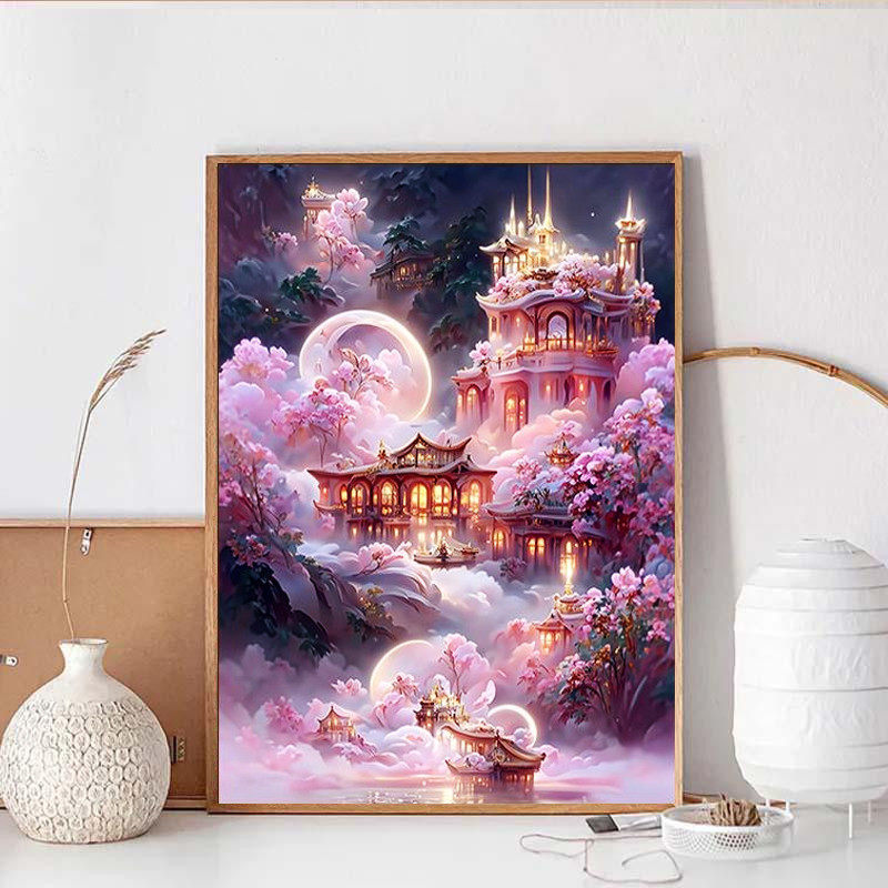 2024新款钻石画唯美风景白月光手工点贴钻十字绣简单新手客厅卧室