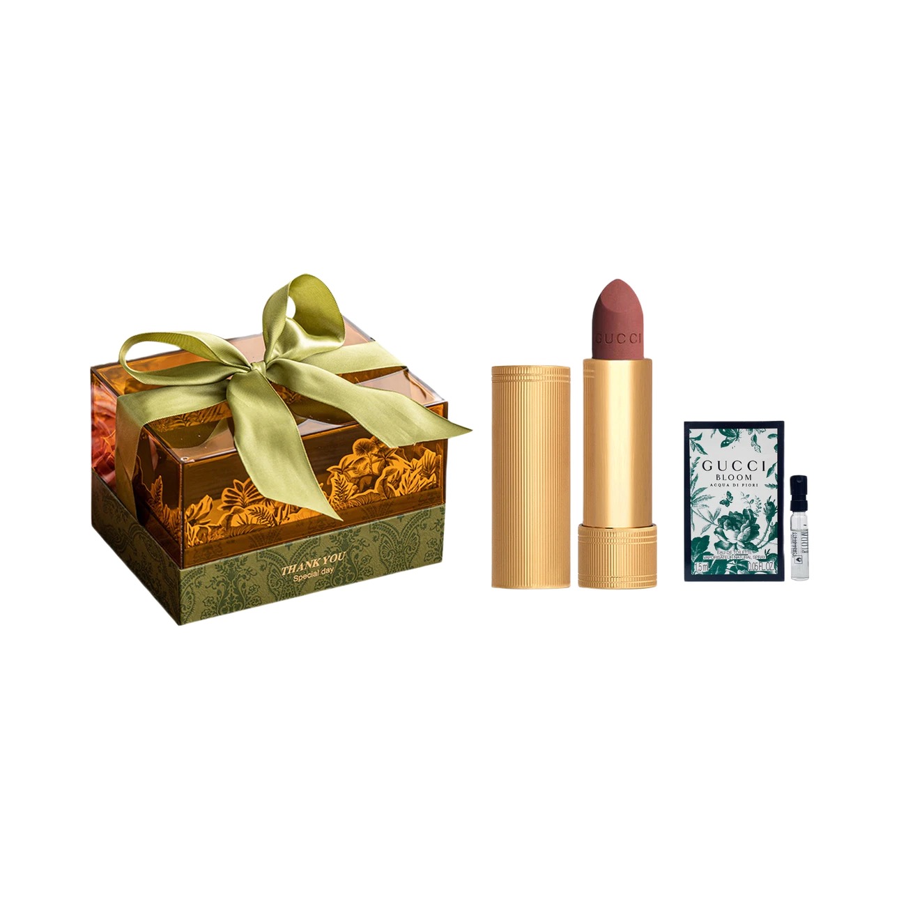 【亚克力森系礼盒】竖纹小碎花口红唇膏香水试管礼物