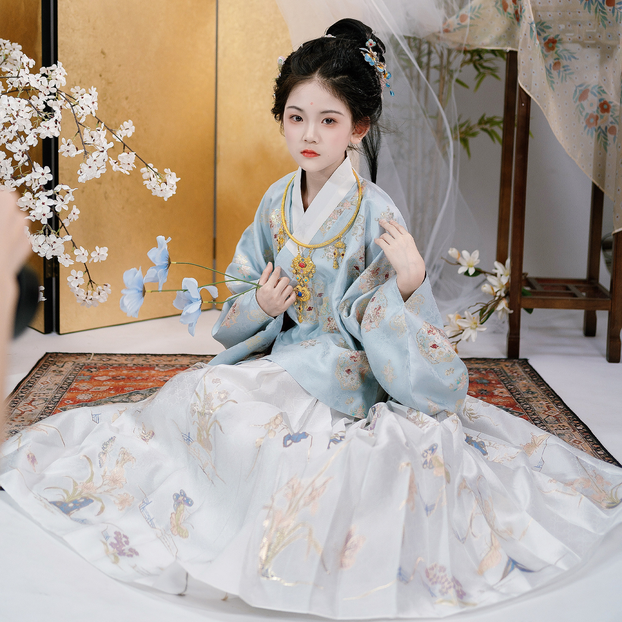 洛竹明制交领短袄日常儿童汉服