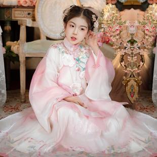 洛竹原创设计明制女童云肩汉服春装新品刺绣国风儿童汉服古装超仙