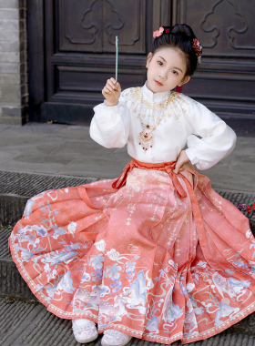 洛竹原创新中式国风儿童女童汉服马面裙套装春秋2026新中式汉服