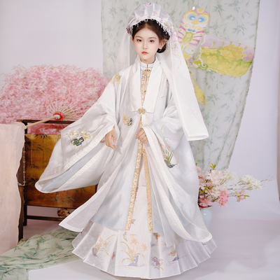 花满庭洛竹原创重工刺绣明制传统复原儿童明制汉服女童汉服披风仙