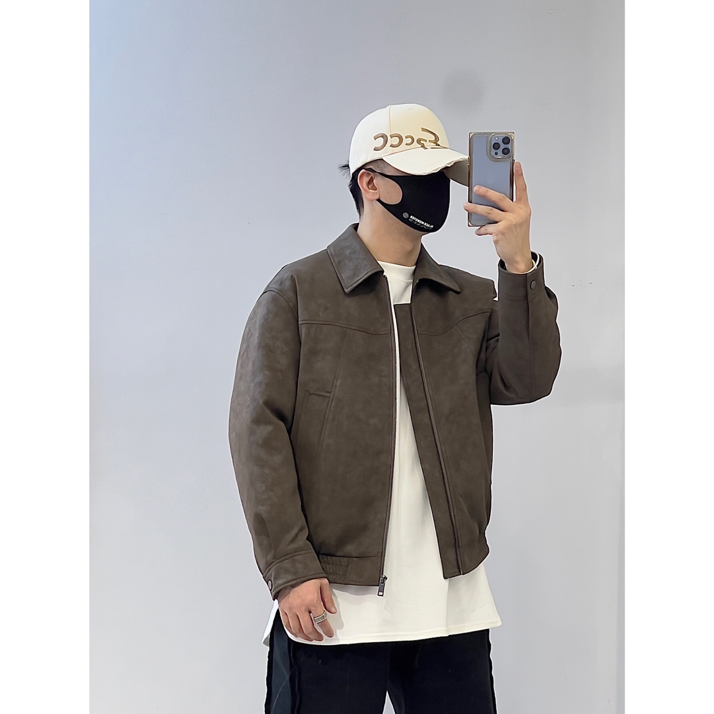 潮牌翻领日常磨砂皮羽绒服