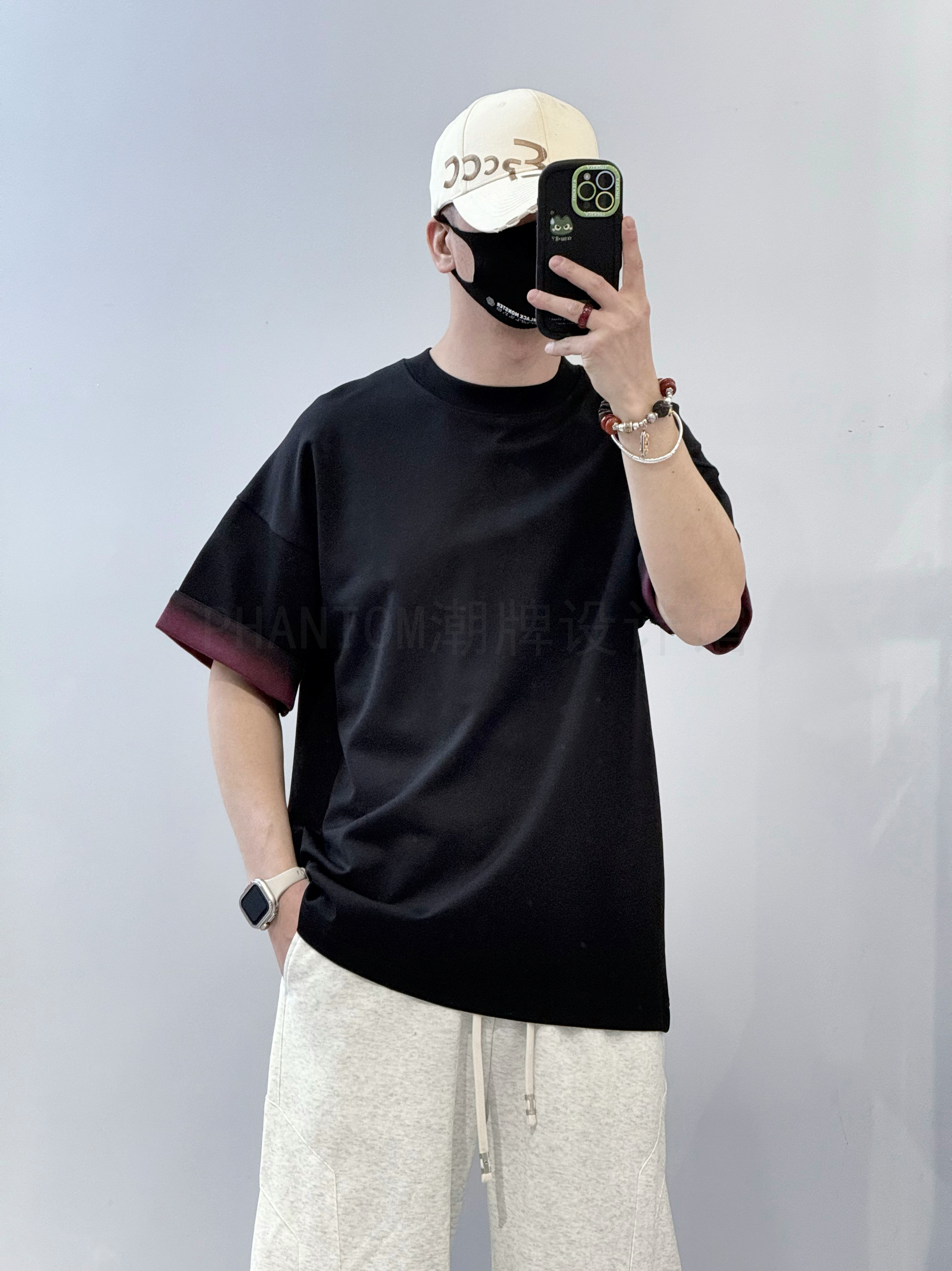 美式潮牌折叠撞色短袖
