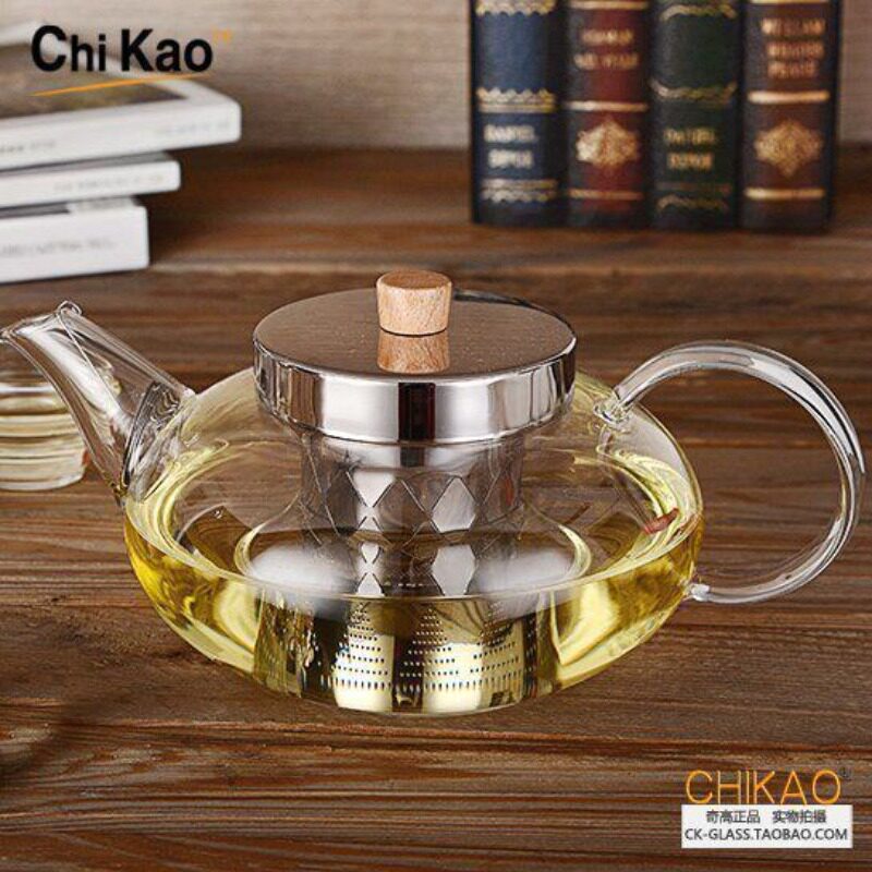 奇高chikao台湾耐热玻璃泡茶壶套装不锈钢过滤家用耐高温玻璃茶具