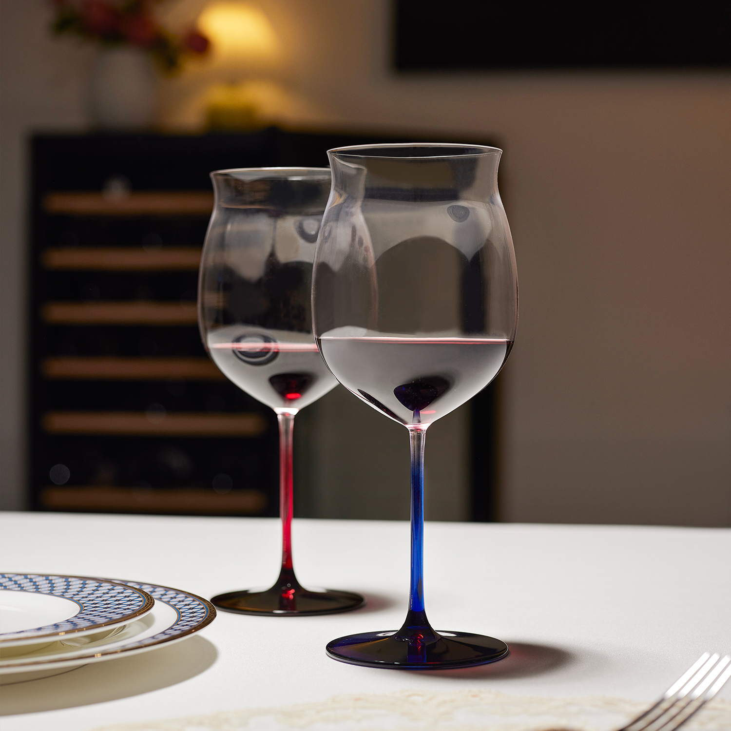 土耳其Nude努德红领结水晶玻璃勃艮第杯波尔多轻奢高档彩杆红酒杯