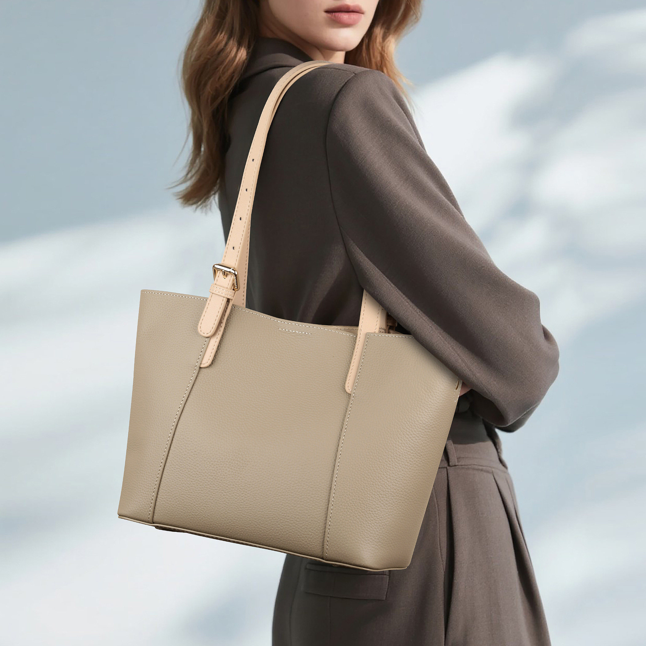 头层牛皮菜篮子托特包2025新款大容量通勤包手提单肩包高级感女包,箱包皮具/热销女包/男包,托特包,淘宝优惠券,粉丝福利购,淘宝优惠卷