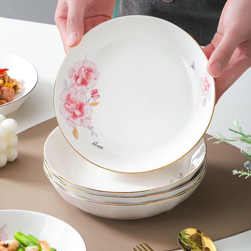 【时尚高颜值】金边陶瓷盘子