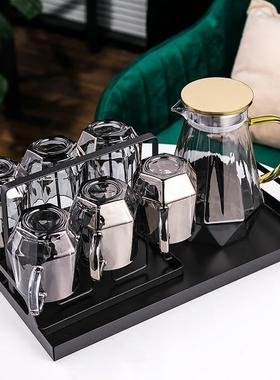 高级感客厅待客茶杯套装带把玻璃喝水杯家用耐高温凉水壶大容量