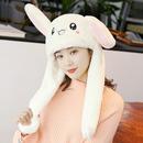 抖音同款 帽子围巾一体 兔子耳朵帽子女秋冬网红可爱一捏耳朵会动