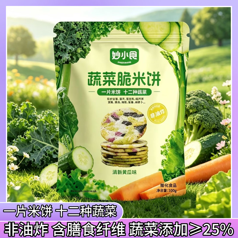 妙小食蔬菜脆米饼100g薄脆饼干